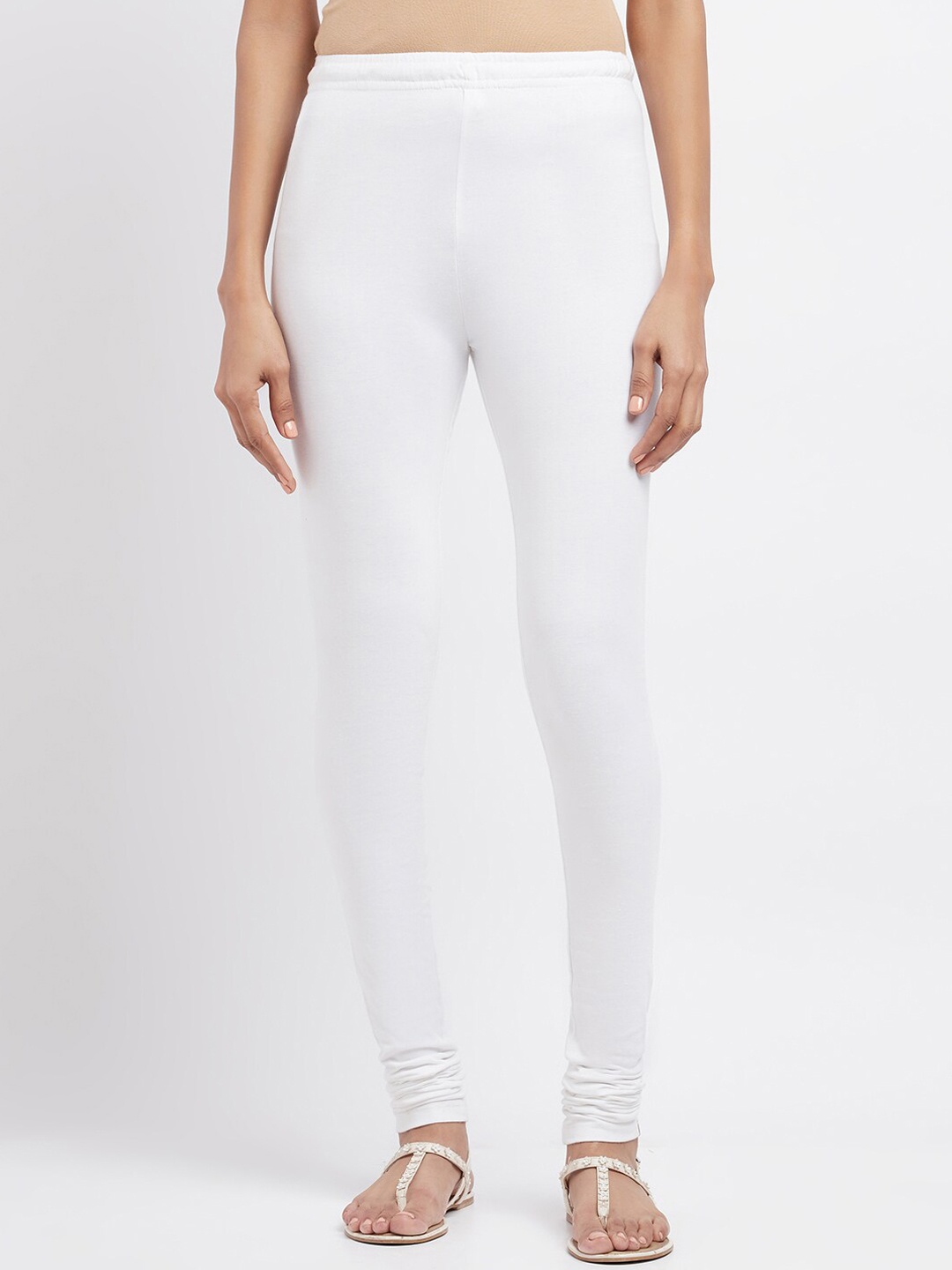 

W Women White Solid Churidar
