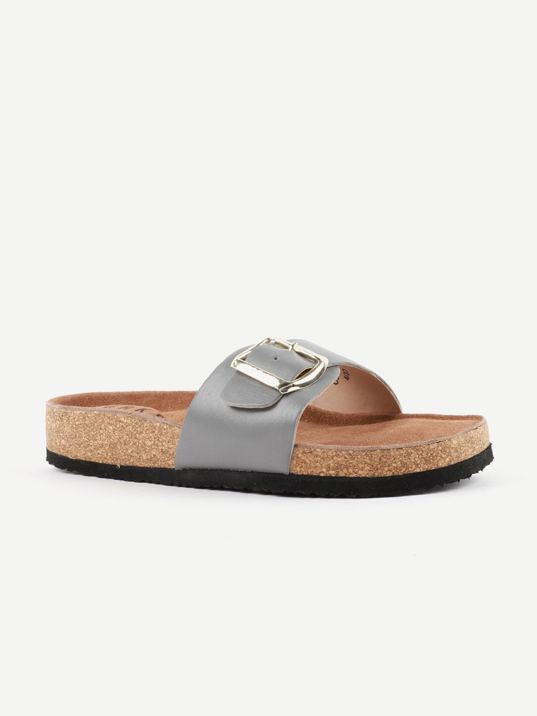 

Carlton London Women Grey Open Toe Flats with Buckles