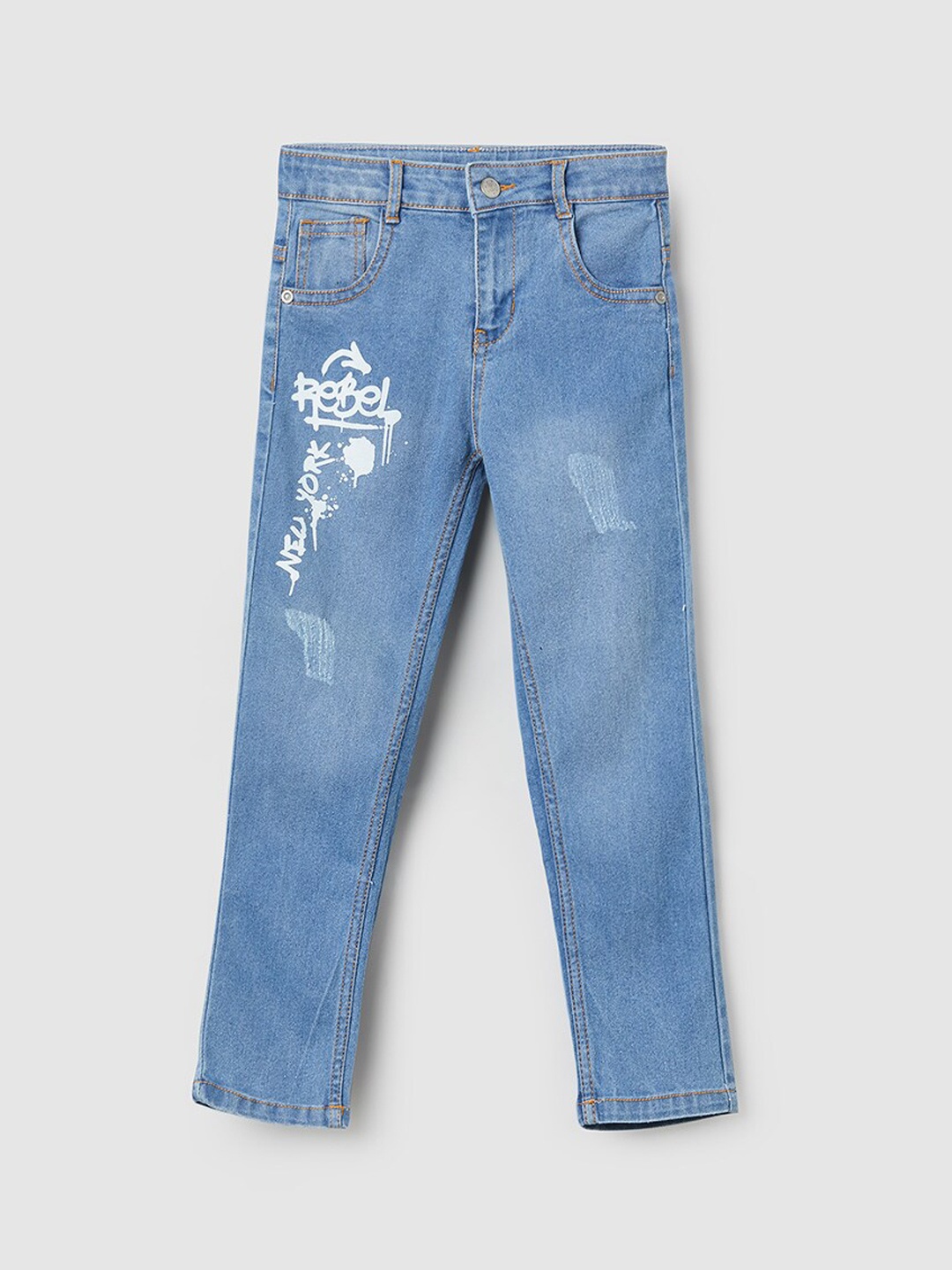 

max Boys Blue Low Distress Light Fade Regular Fit Jeans