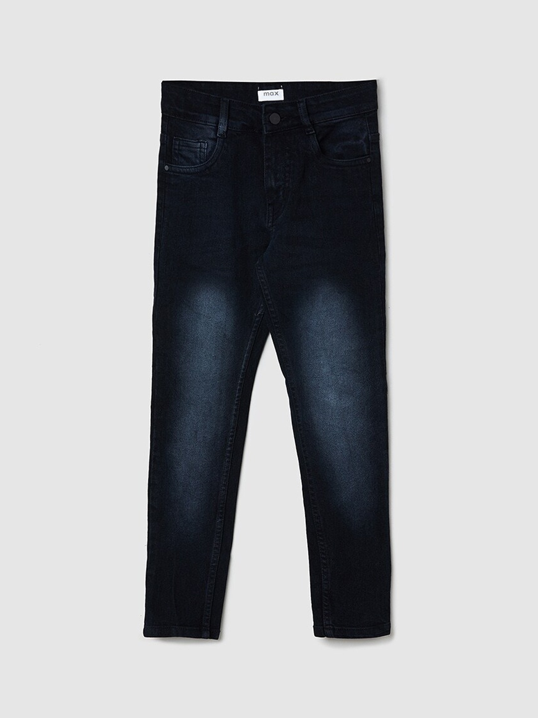 

max Boys Black Heavy Fade Mid-Fit Regular Fit Jeans