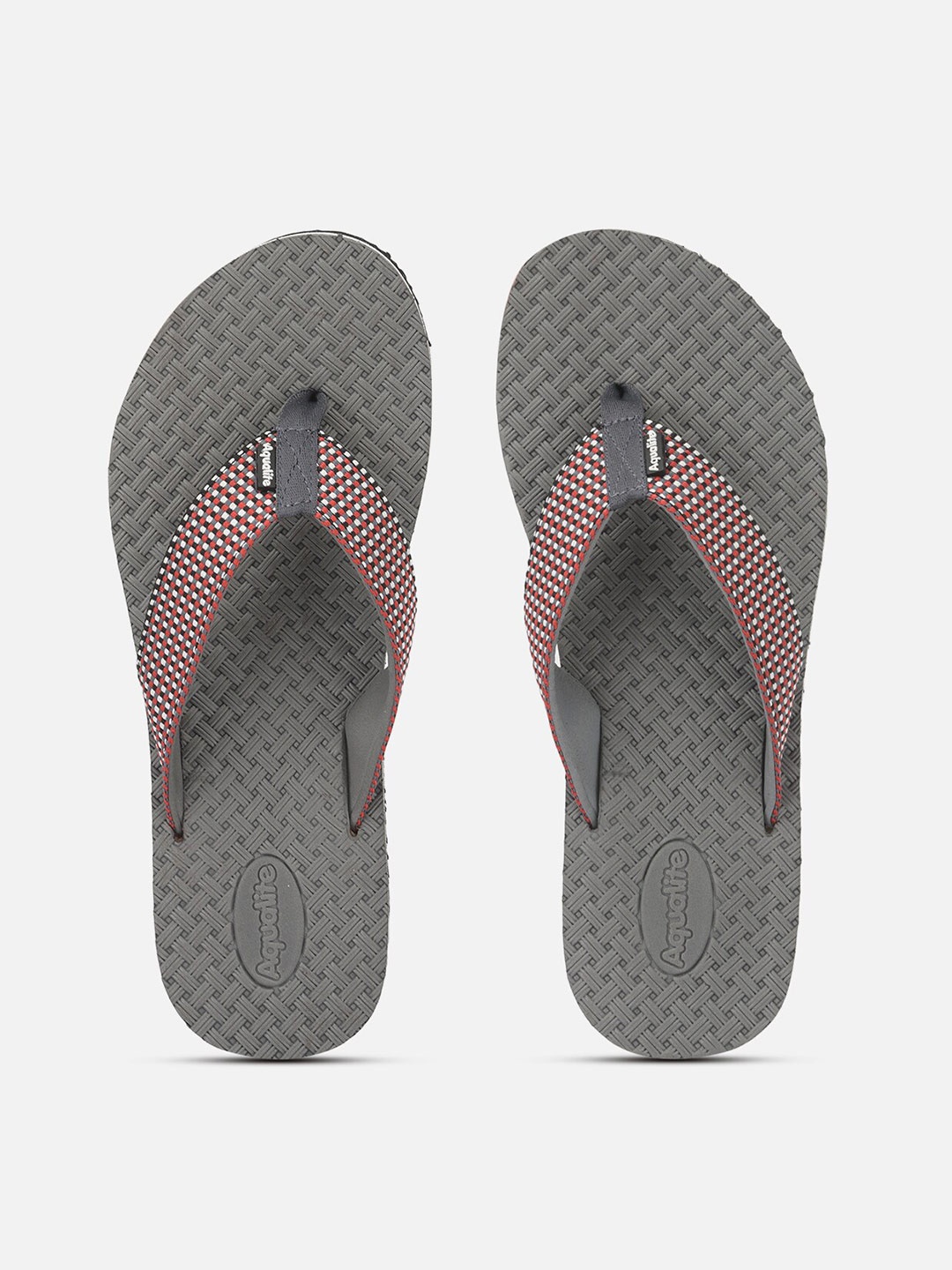 

Aqualite Men Grey & Red Printed Thong Flip-Flops