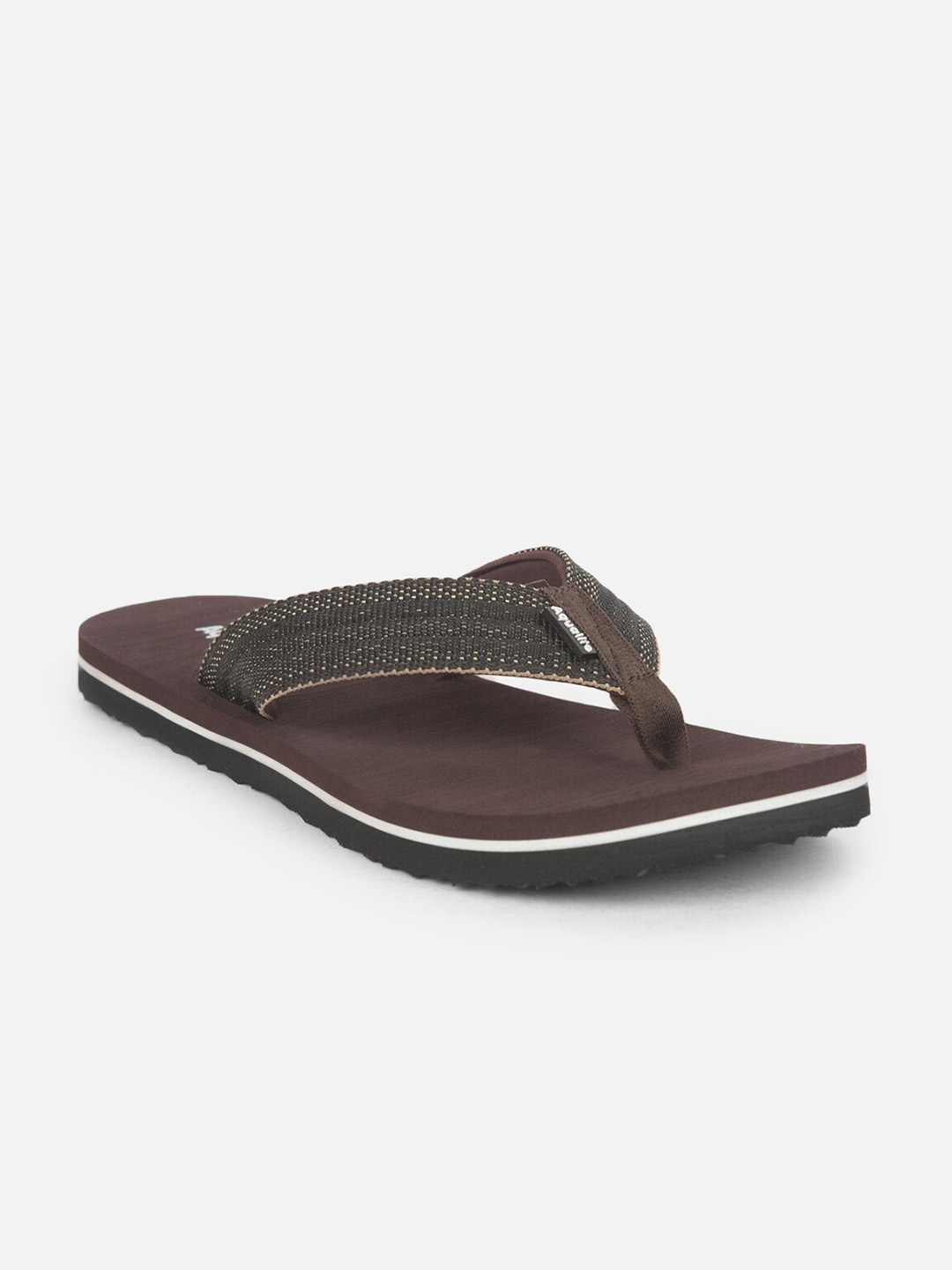 

Aqualite Men Brown & Olive Green Thong Flip-Flops