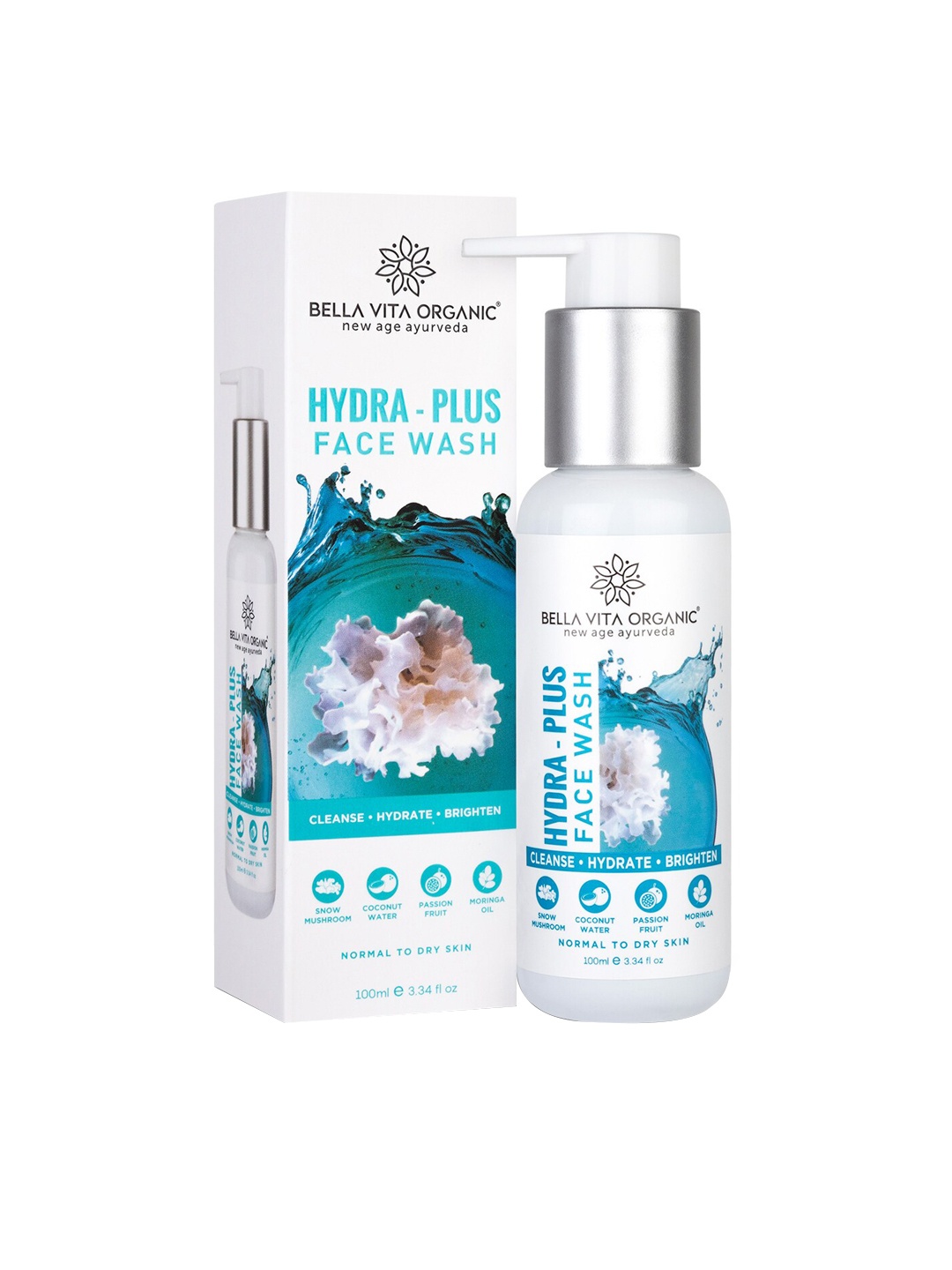 

Bella Vita Organic Hydra-Plus Face Wash with Coconut Water & Moringa Oil - 100ml, Blue