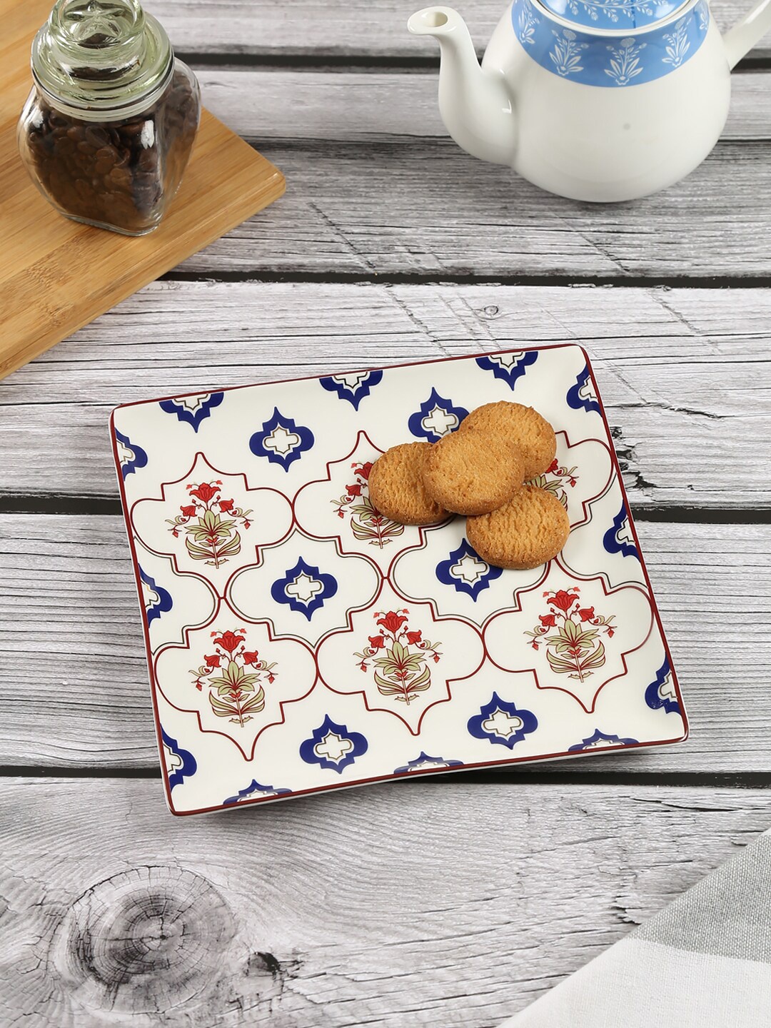 

India Circus by Krsnaa Mehta White Printed Medium Food Platter