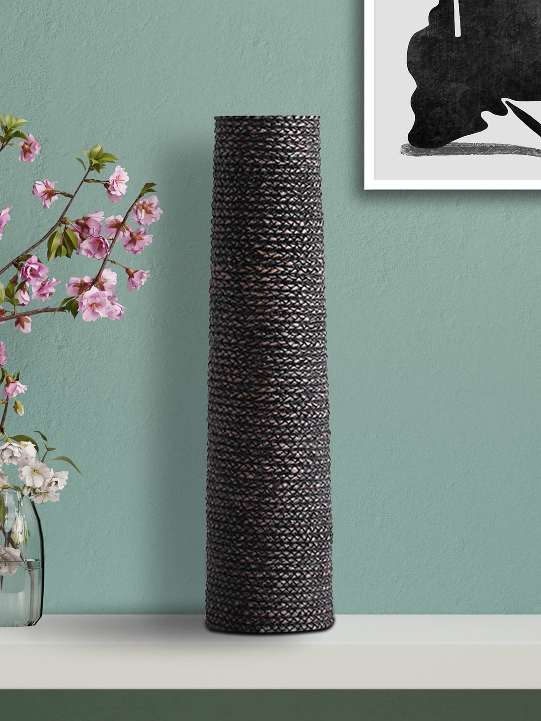 

HomeTown Black Textured Tumbler Vases