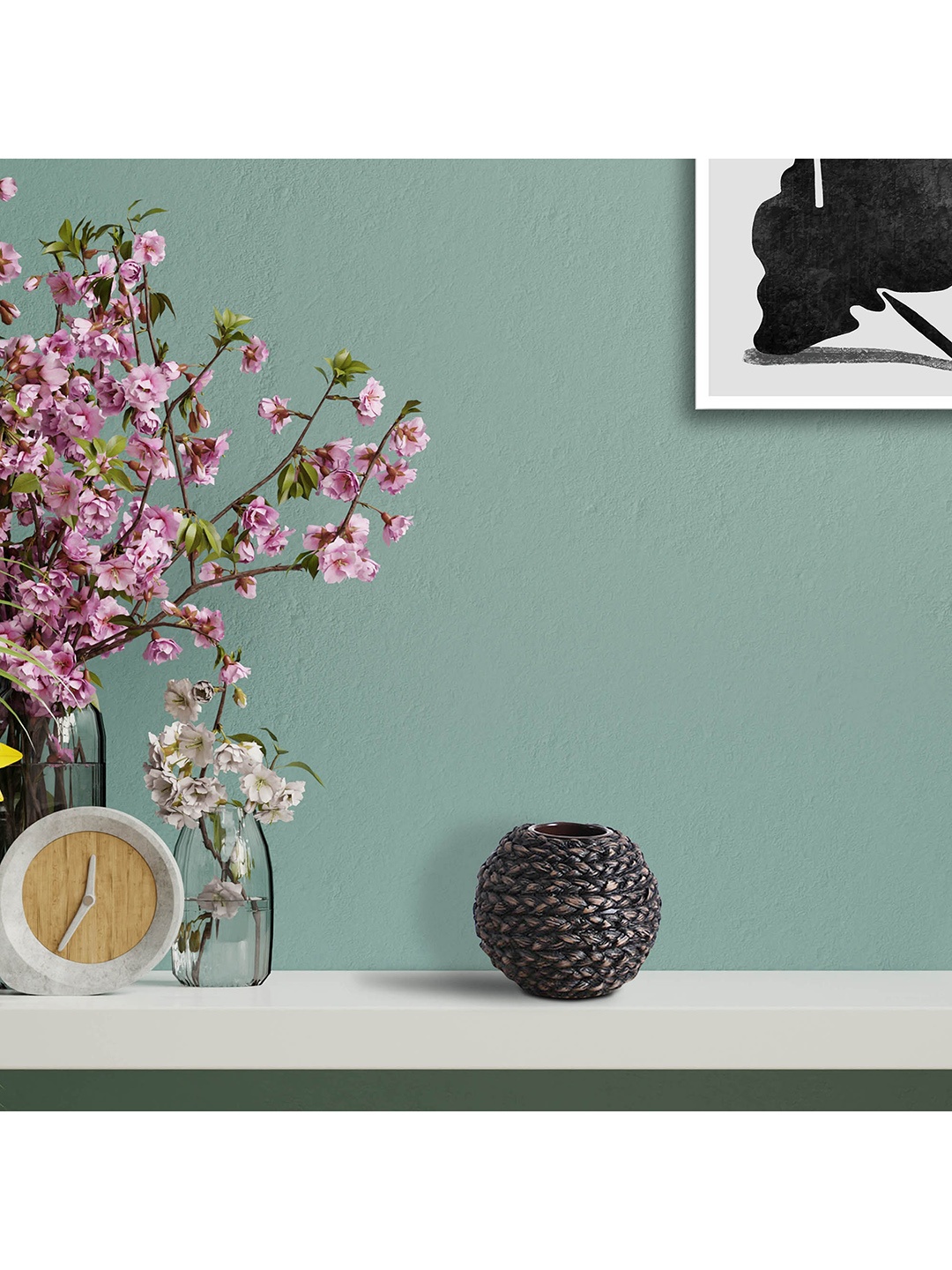 

HomeTown Black Textured Polyresin Candle Holder