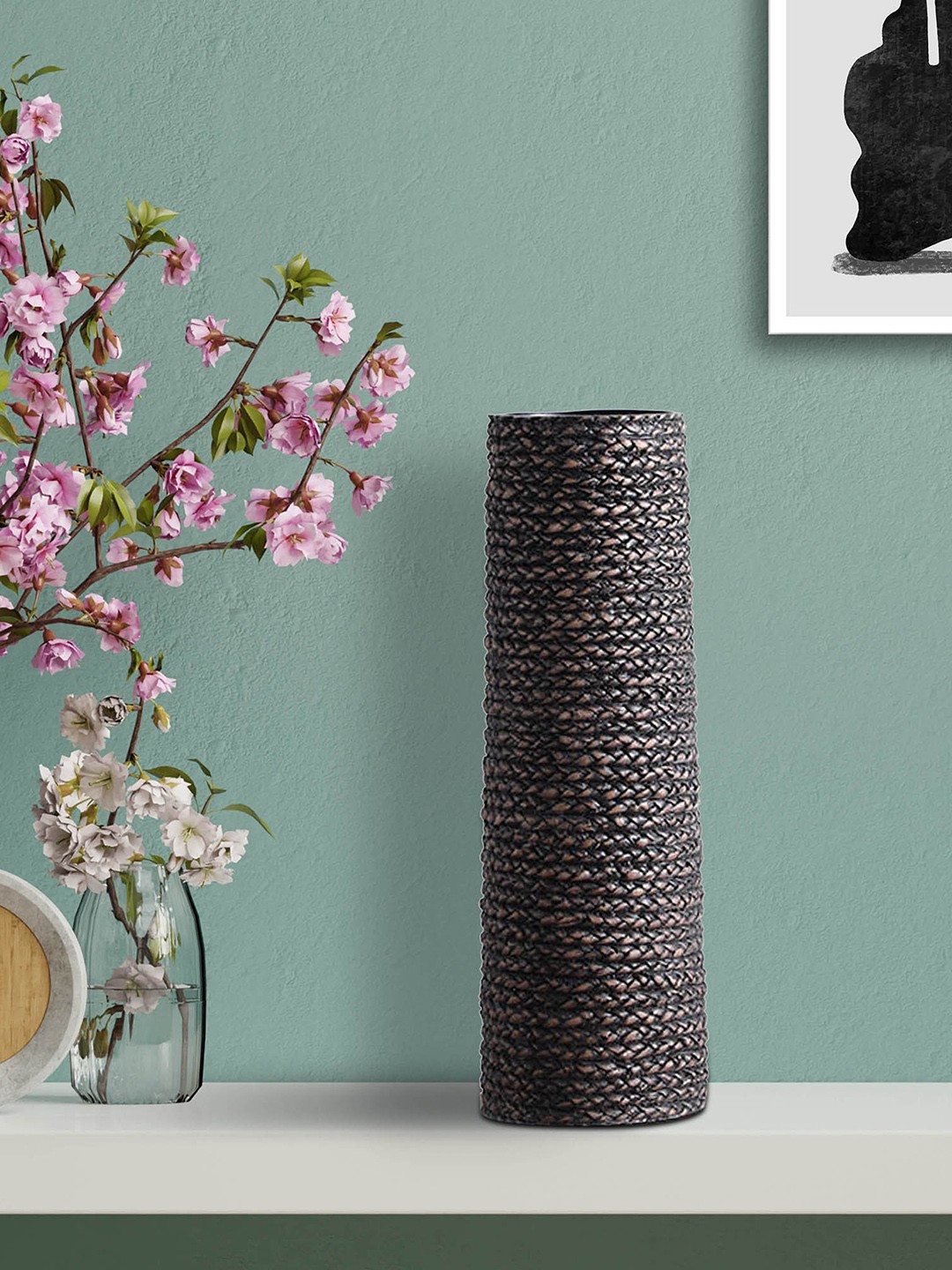 

HomeTown Black Textured Tumbler Vases