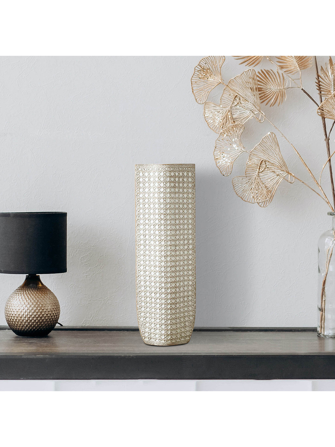 

HomeTown White Textured Polyresin Macrame Vases