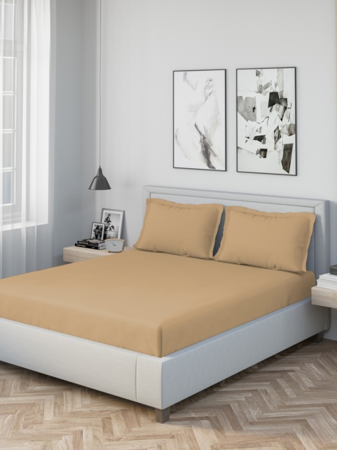 

DDecor Brown 180 TC King Bedsheet with 2 Pillow Covers