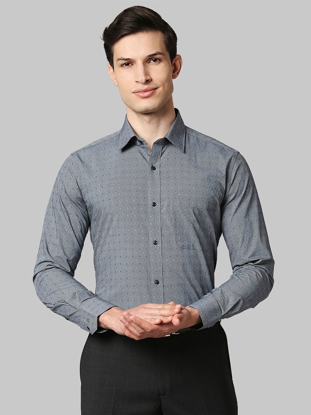 

Raymond Men Grey Printed Cotton Shirts