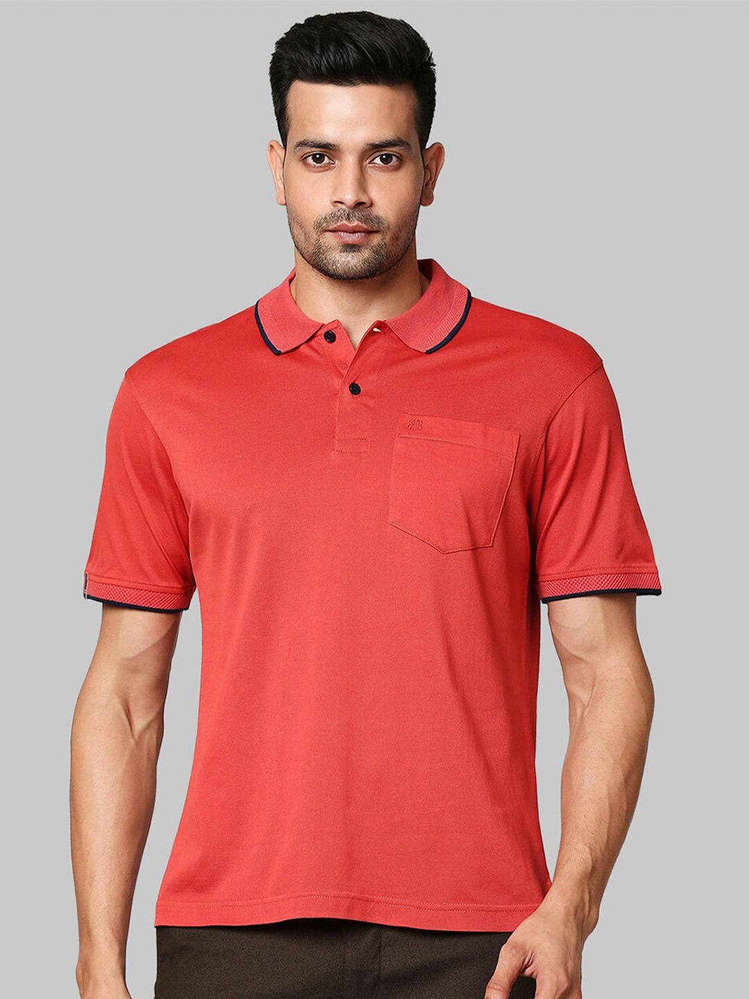 

Raymond Men Red Polo Collar Cotton T-shirt