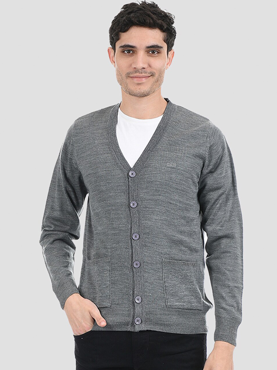 

Cloak & Decker by Monte Carlo Men Solid Grey Cardigan