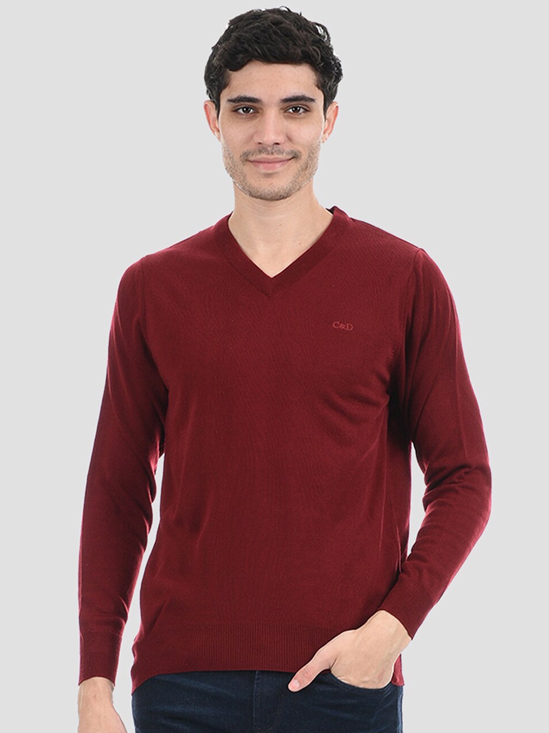 

Cloak & Decker by Monte Carlo Men Maroon Solid Pullover