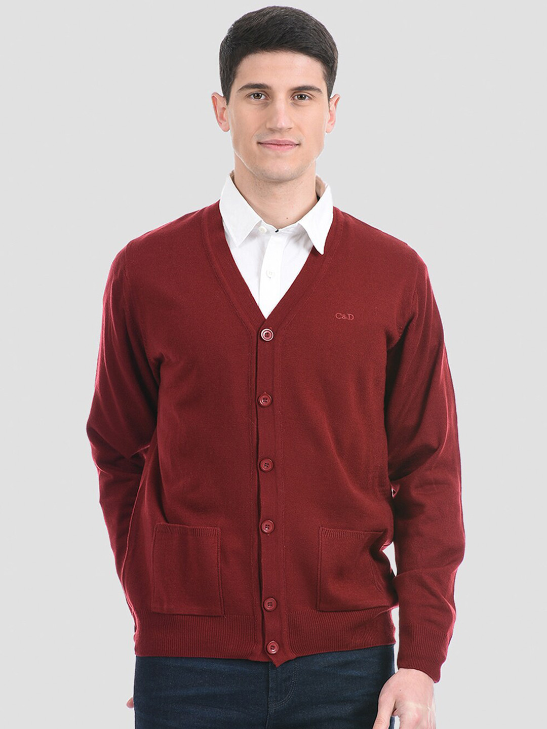 

Cloak & Decker by Monte Carlo Men Maroon Cardigan