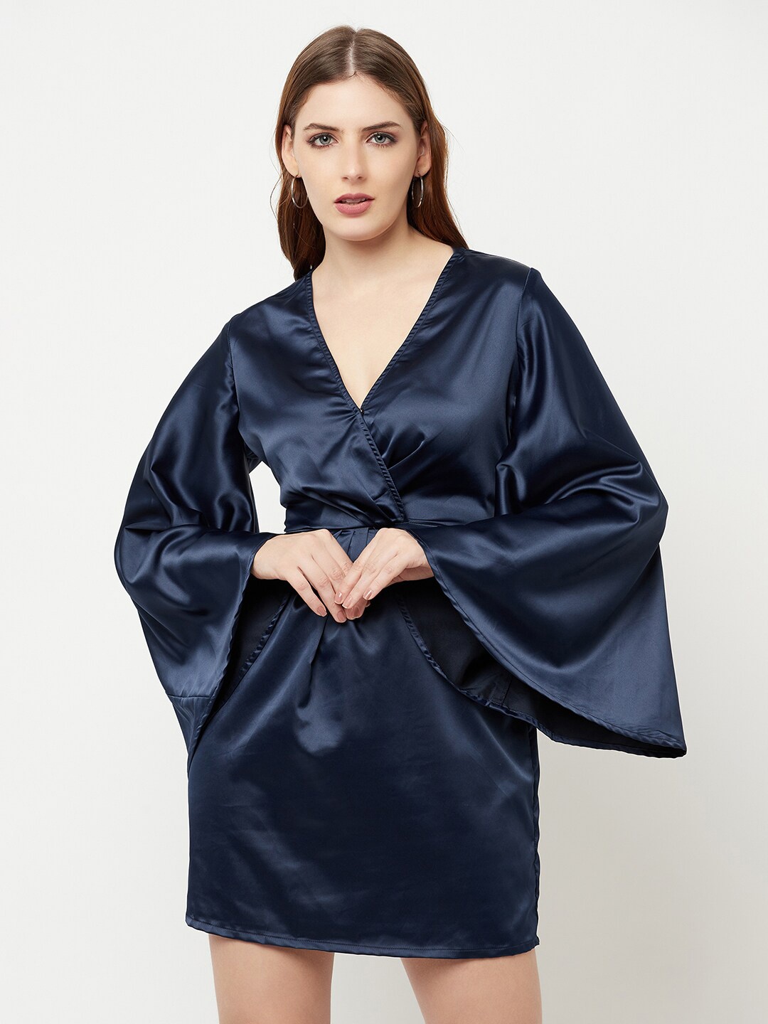 

THE SILHOUETTE STORE Navy Blue Satin Dress