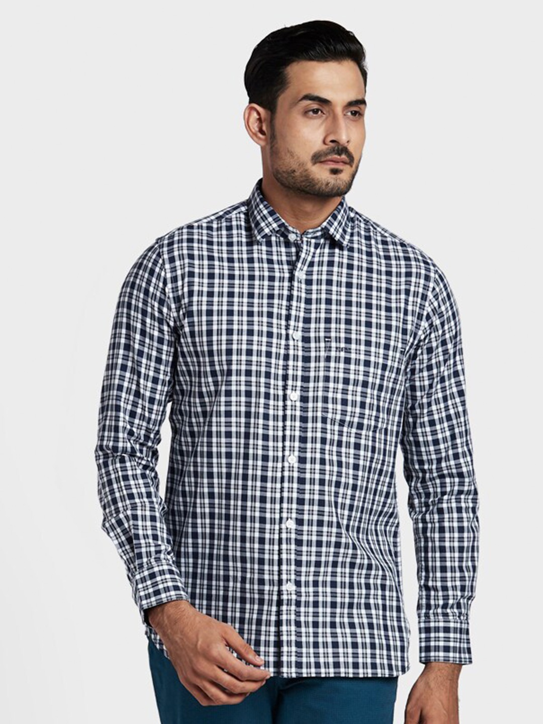 

ColorPlus Men Blue Checked Casual Shirt