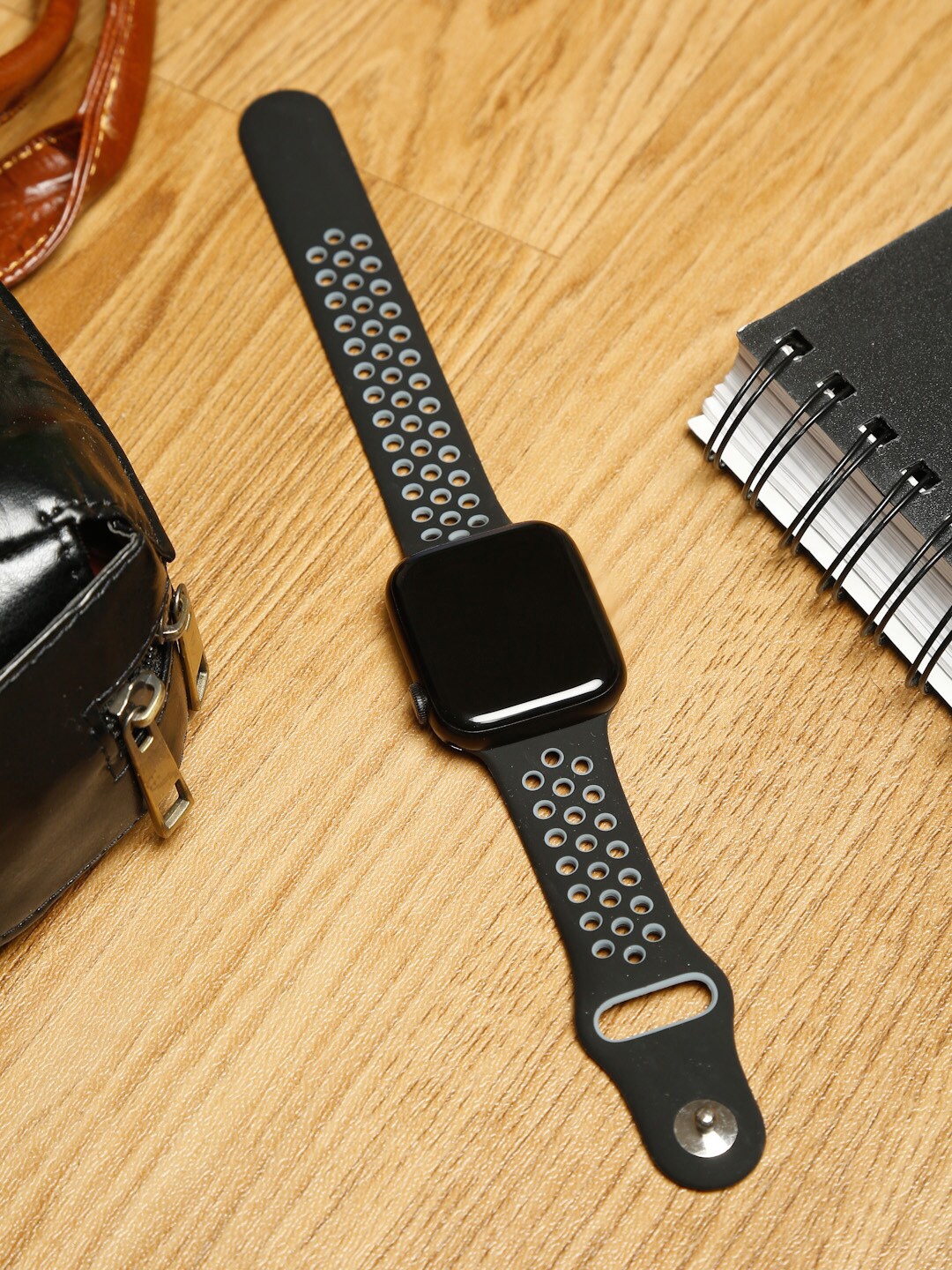 

MUTAQINOTI Black Solid Smartwatch Strap