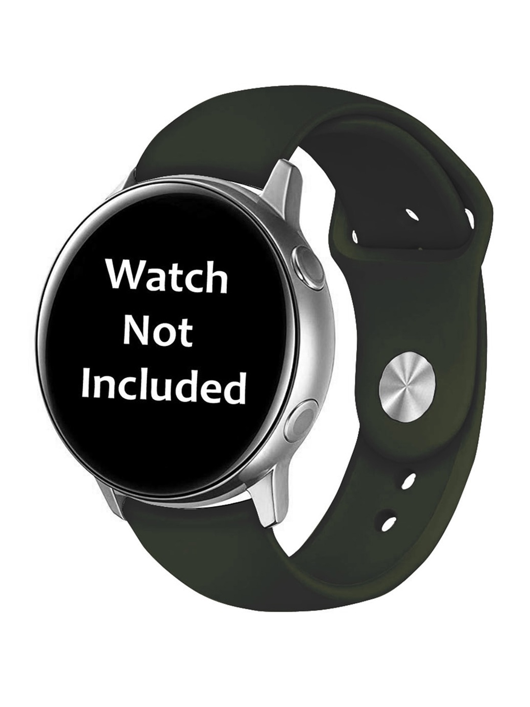 

MUTAQINOTI Black & Olive Green Solid Soft Silicone 22 MM Smartwatch Strap