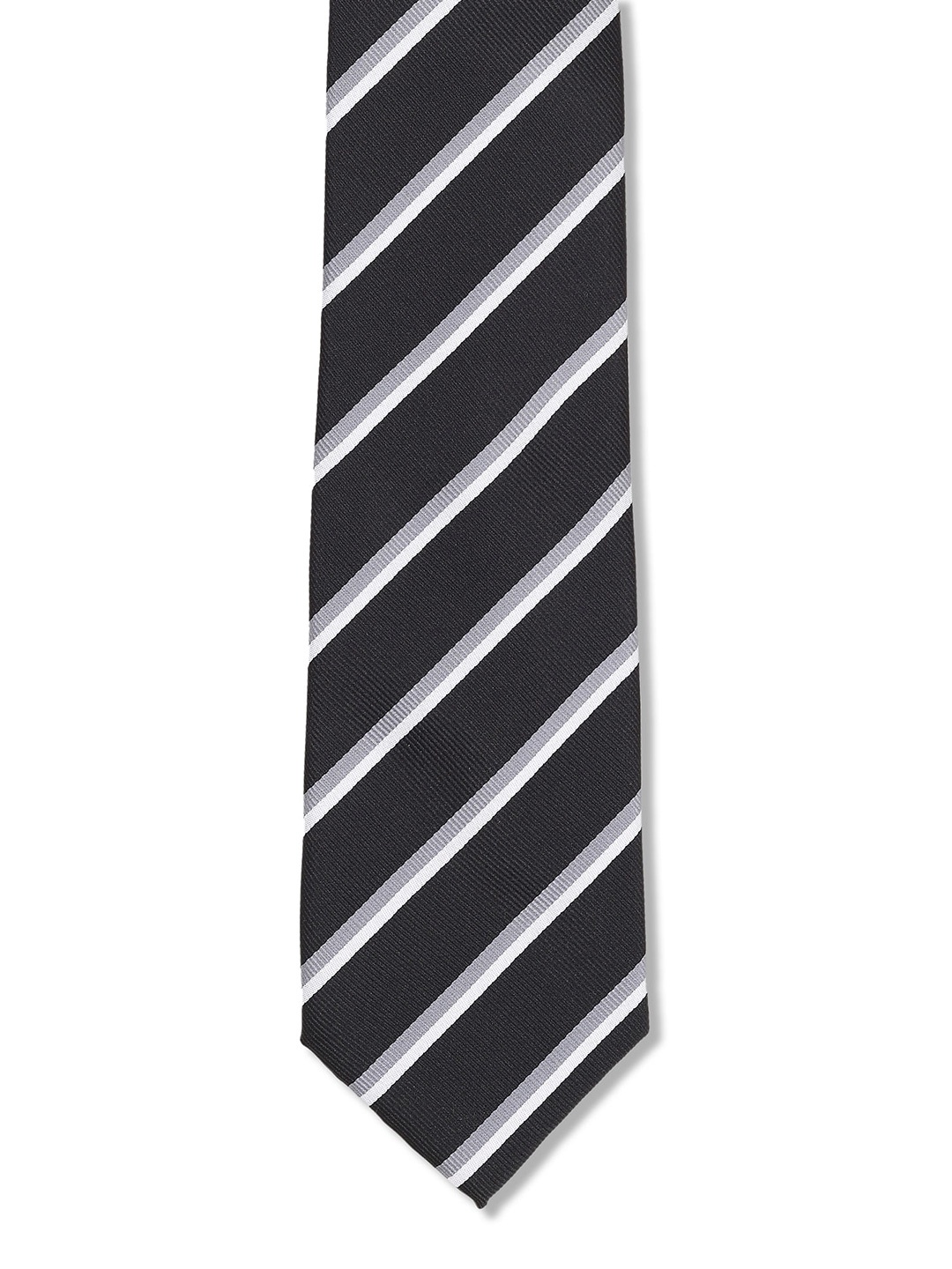 

Arrow Men Black & White Striped Skinny Tie