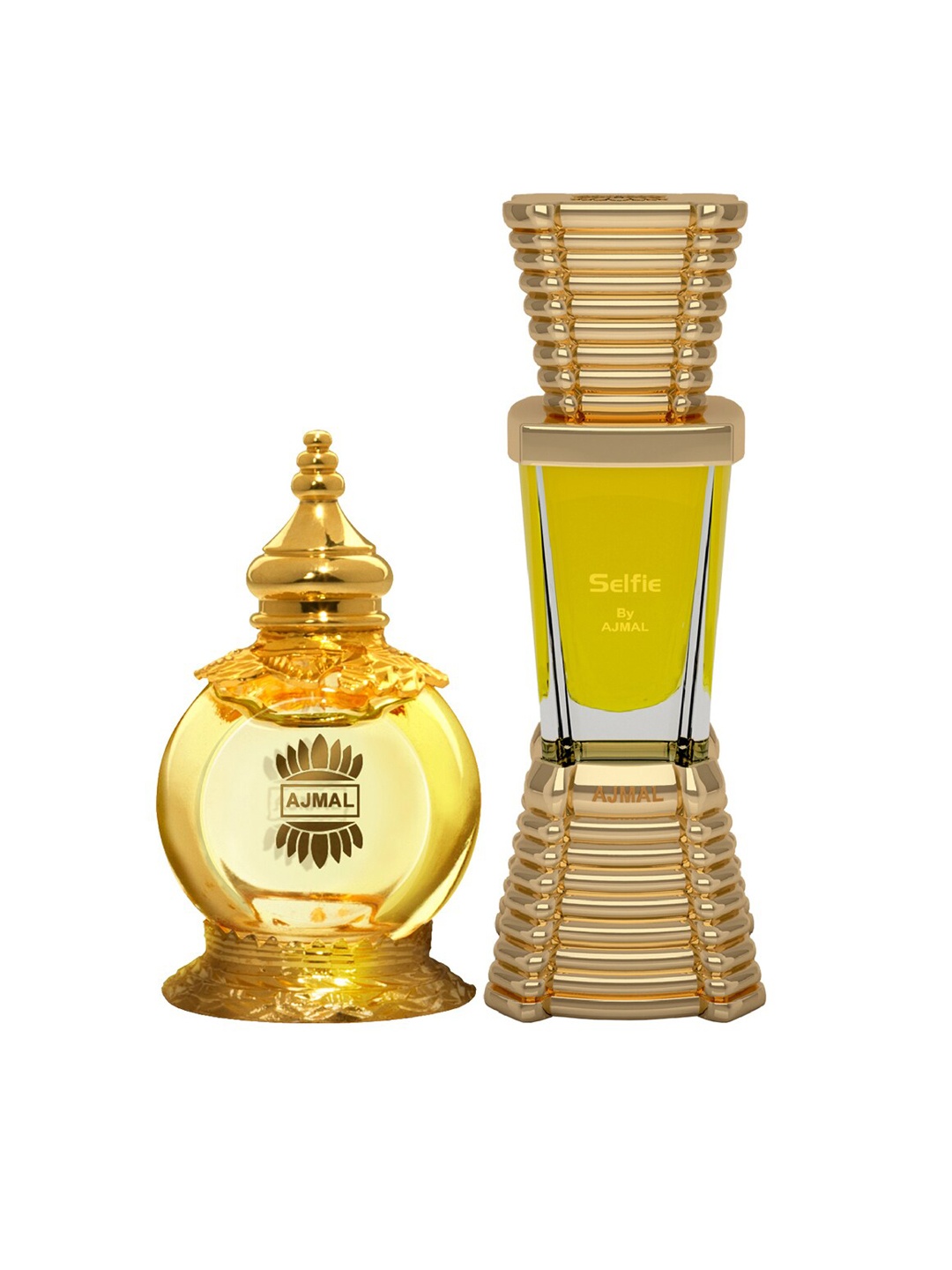 

Ajmal Set of Selfie Concentrated Perfume 10 ml & Mukhallat Al Wafa Perfume 12 ml, Yellow