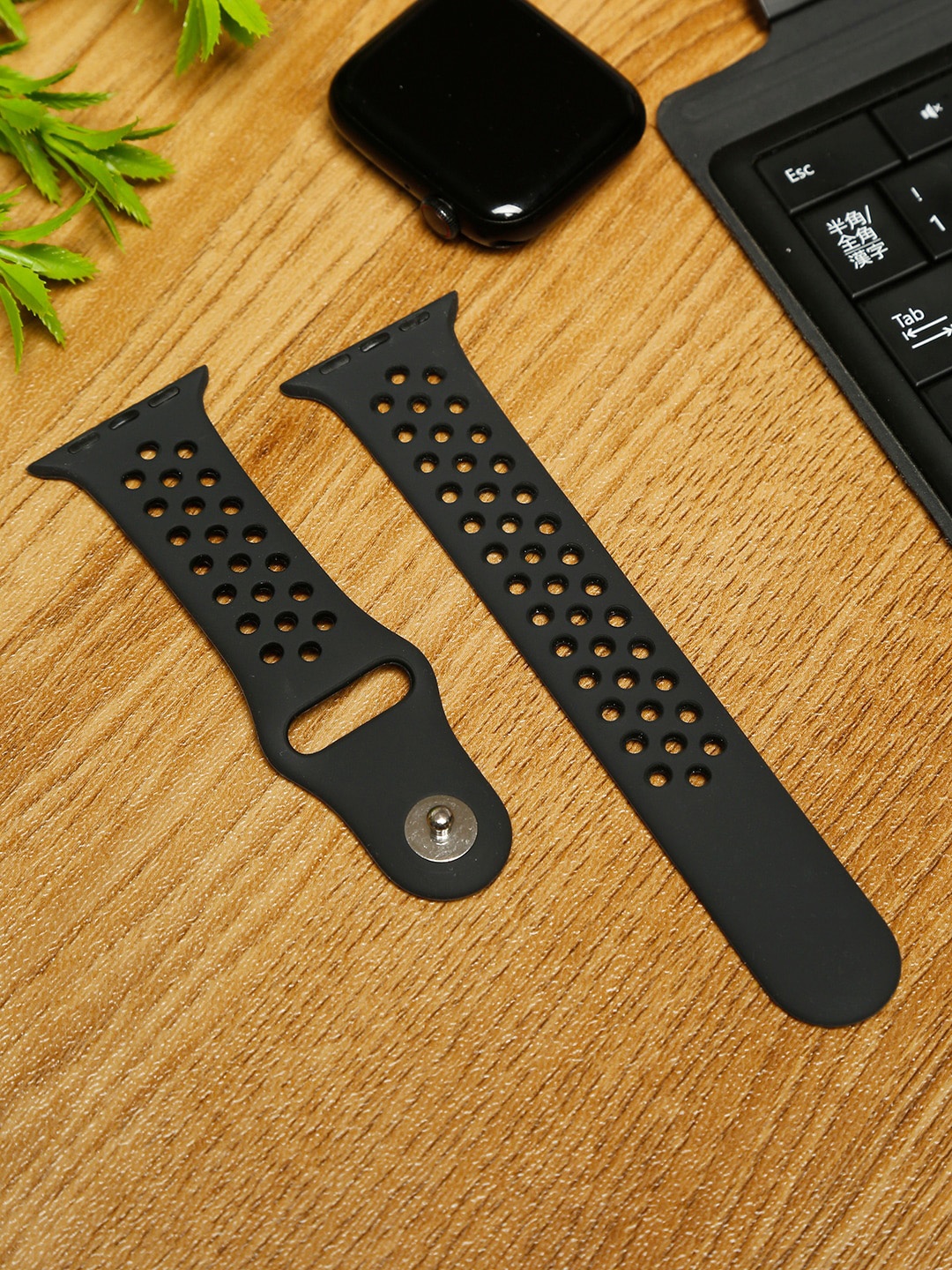 

MUTAQINOTI Black Solid Smartwatch Strap