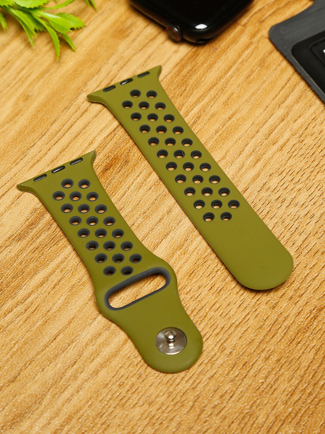

MUTAQINOTI Green Solid Smartwatch Strap, Multi