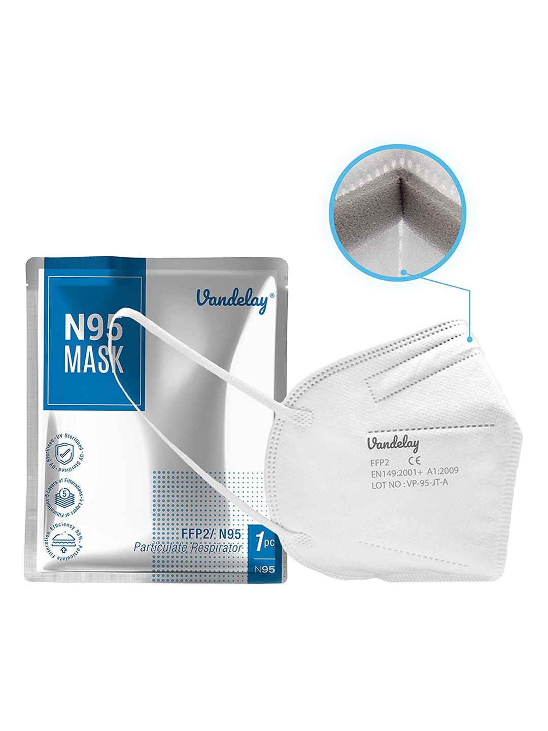 

Vandelay Unisex Pack Of 5 White Solid 5-Ply Reusable N95 Outdoor Masks
