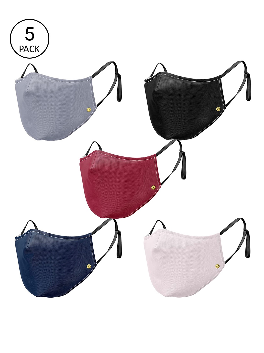 

Vandelay Pack Of 5 Solid Reusable Cloth Masks, Navy blue