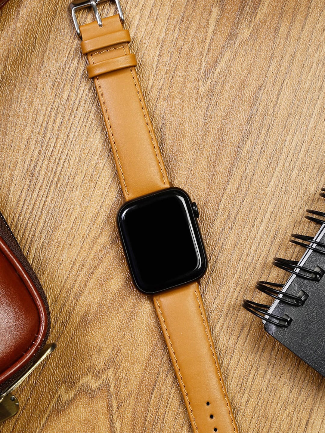 

MUTAQINOTI Tan Solid Leather Watch Straps