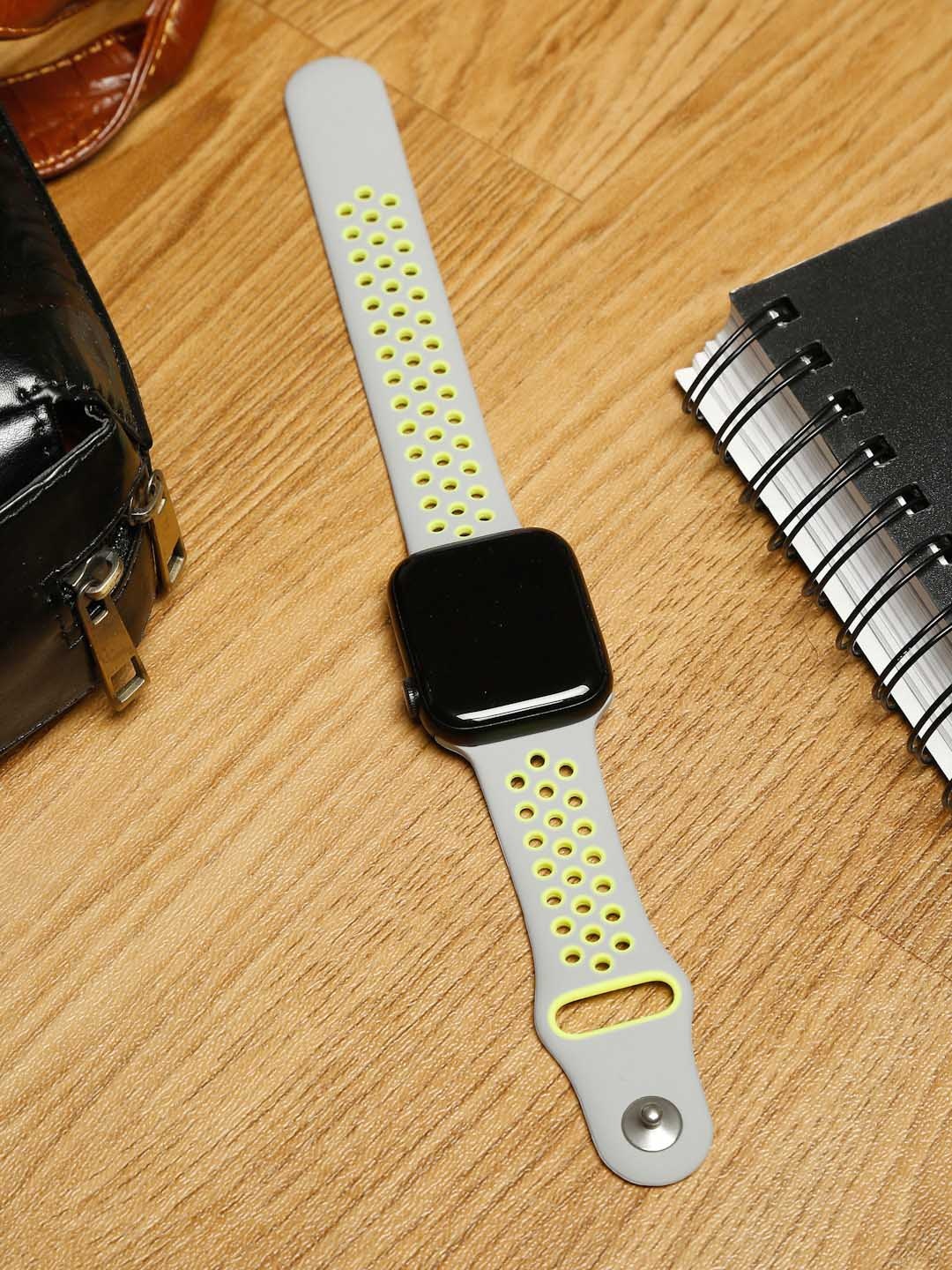 

MUTAQINOTI Grey & Dark Green Silicone Smartwatch Strap, Multi