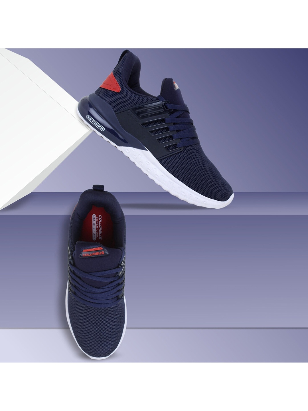 

Columbus Men Navy Blue Mesh Running Shoes