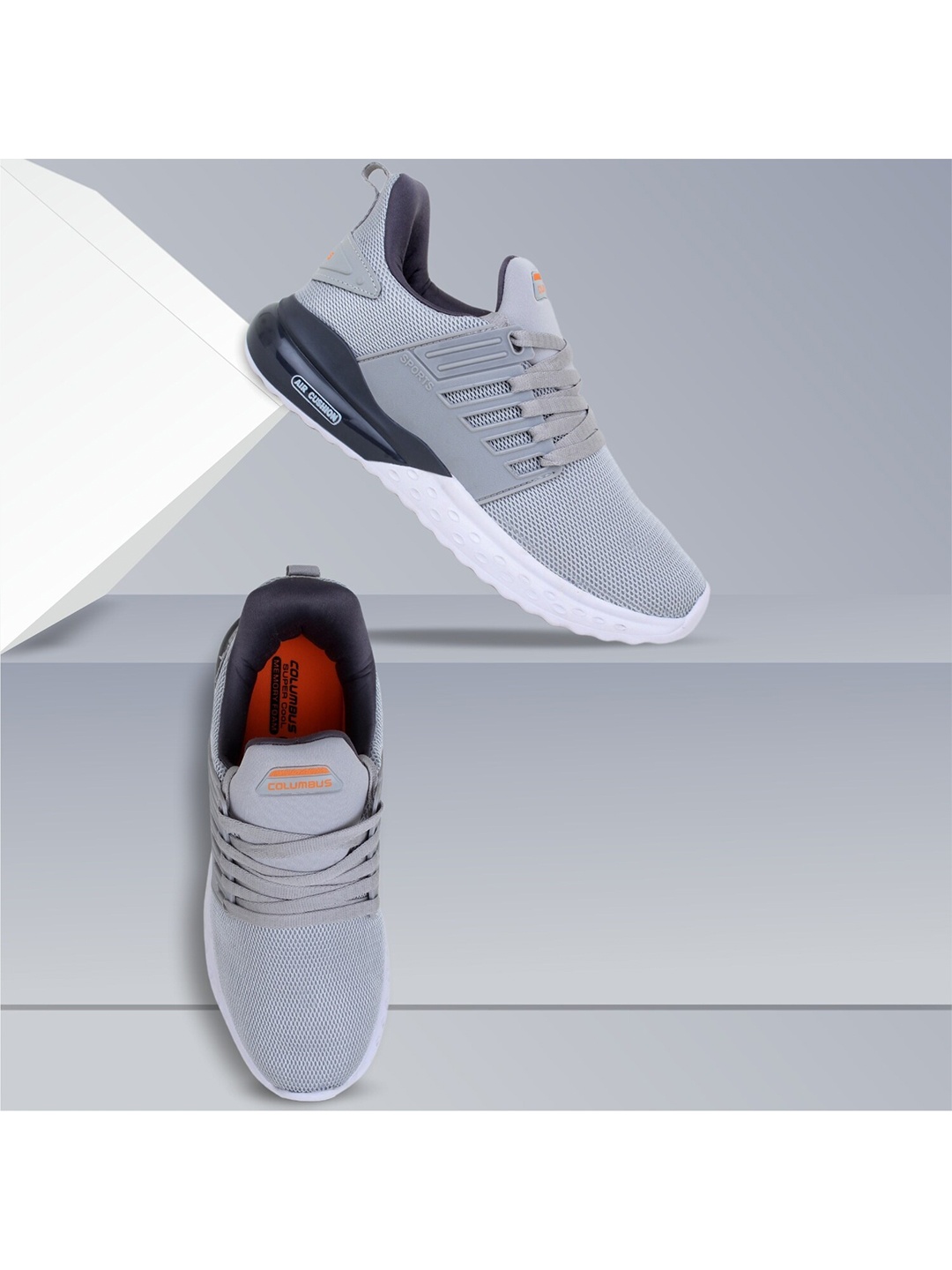 

Columbus Men Grey Mesh Running Shoes