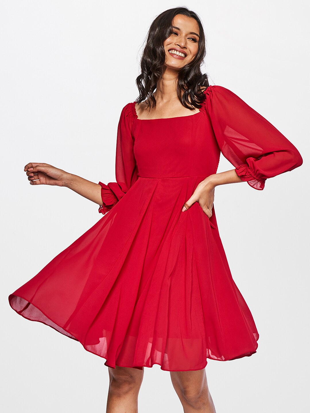 

AND Women Red Polyester Dress