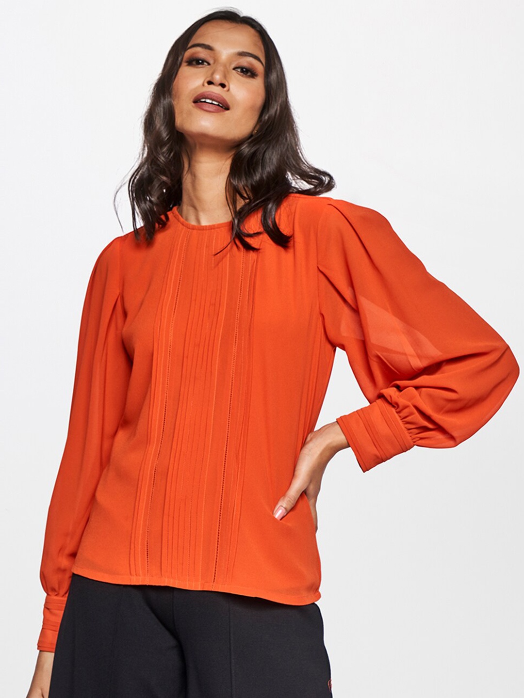 

AND Orange Bishop Sleeves Top