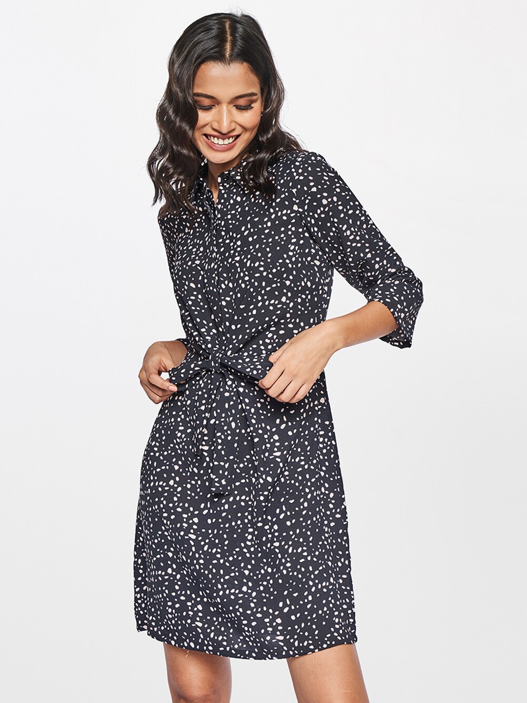 

AND Women Black Printed Sheath Dress