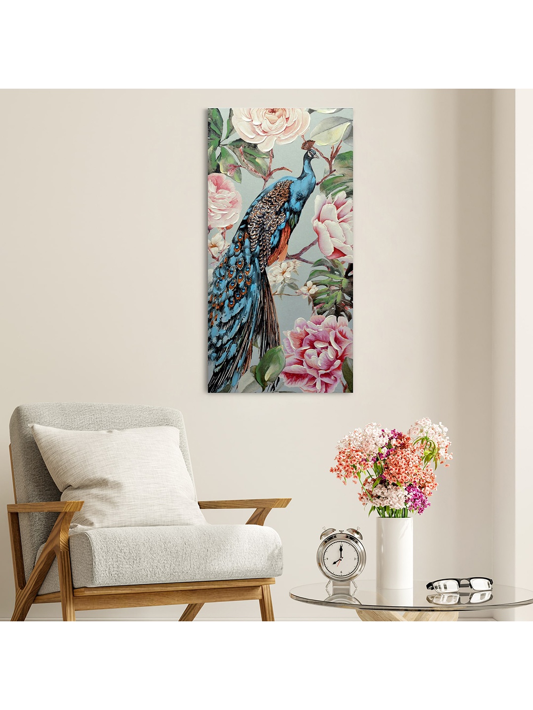 

HomeTown Multicoloured Hand Painted Ilona Peacock Canvas Wall Art, Multi
