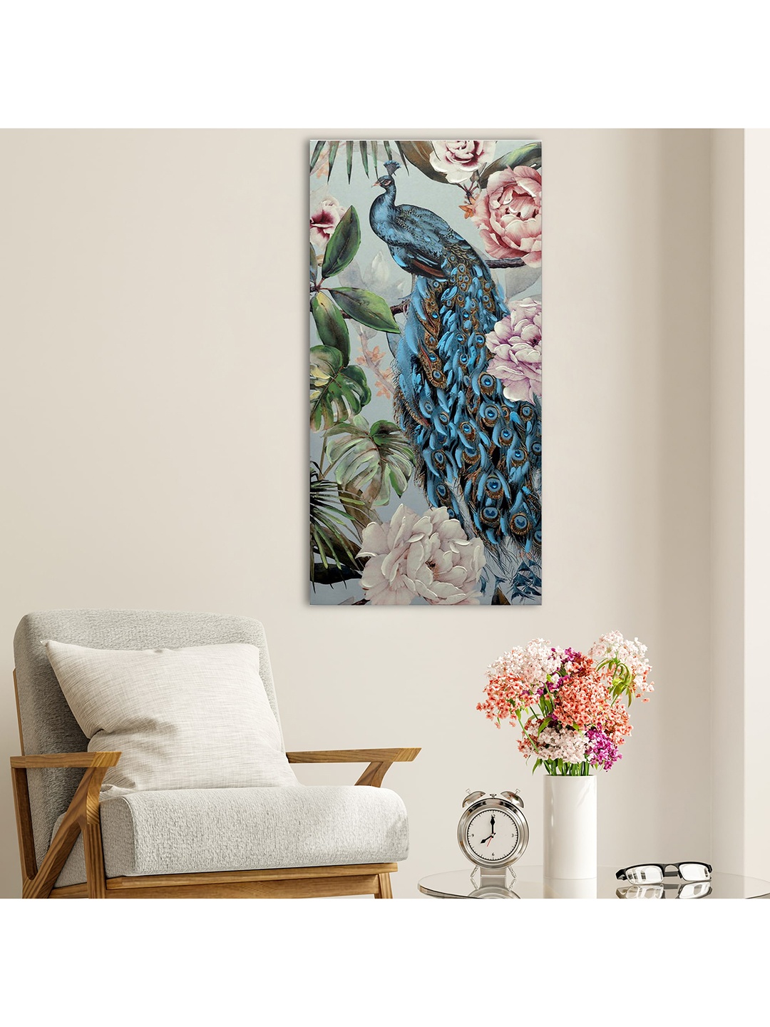 

HomeTown Ilona Peacock Canvas Hand Painted Framed Wall Painting, Violet