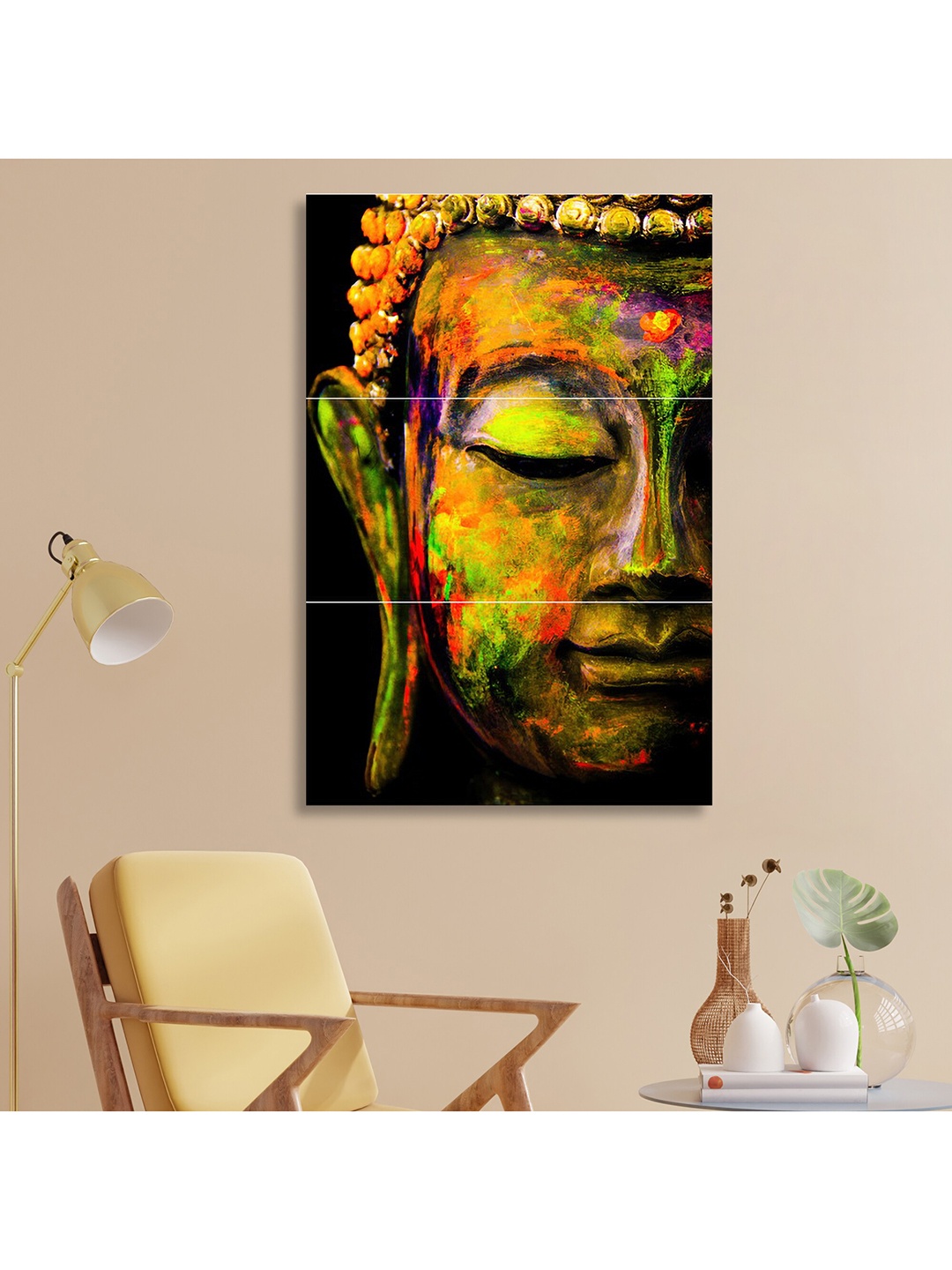 

HomeTown Multicolored Ilona Serene Bhuddha Canvas Hand Painted Wall Art, Multi