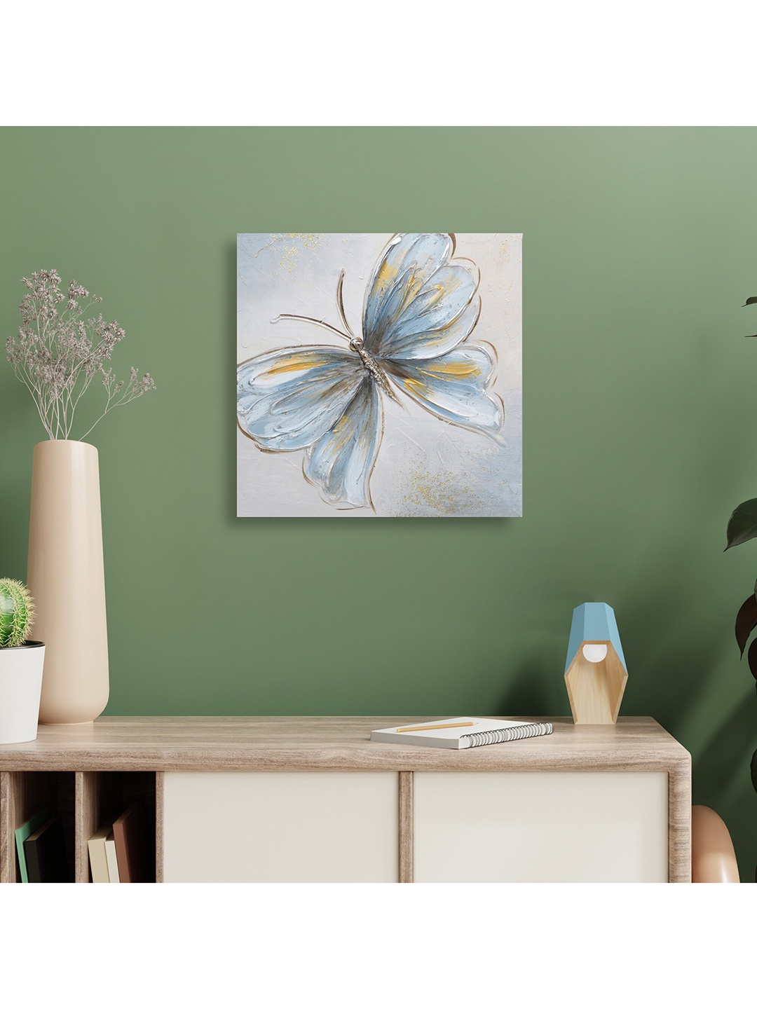 

HomeTown Blue Butterfly Canvas Hand Painted Painting