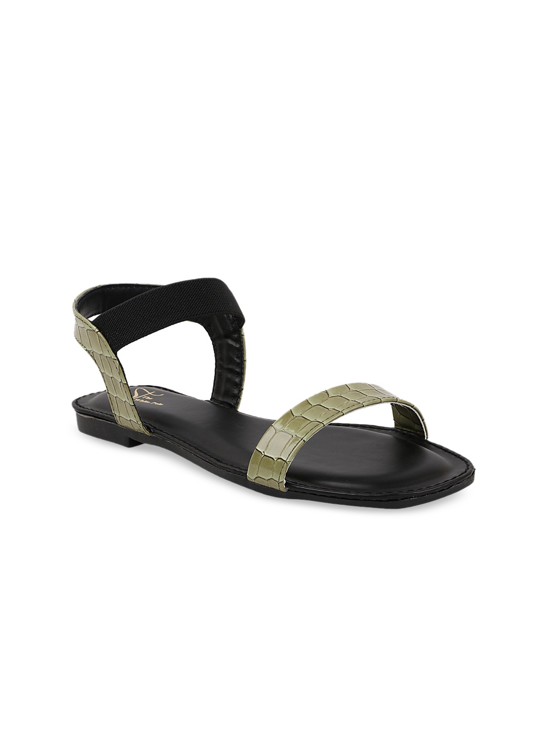 

THE WHITE POLE Women Green Open Toe Flats