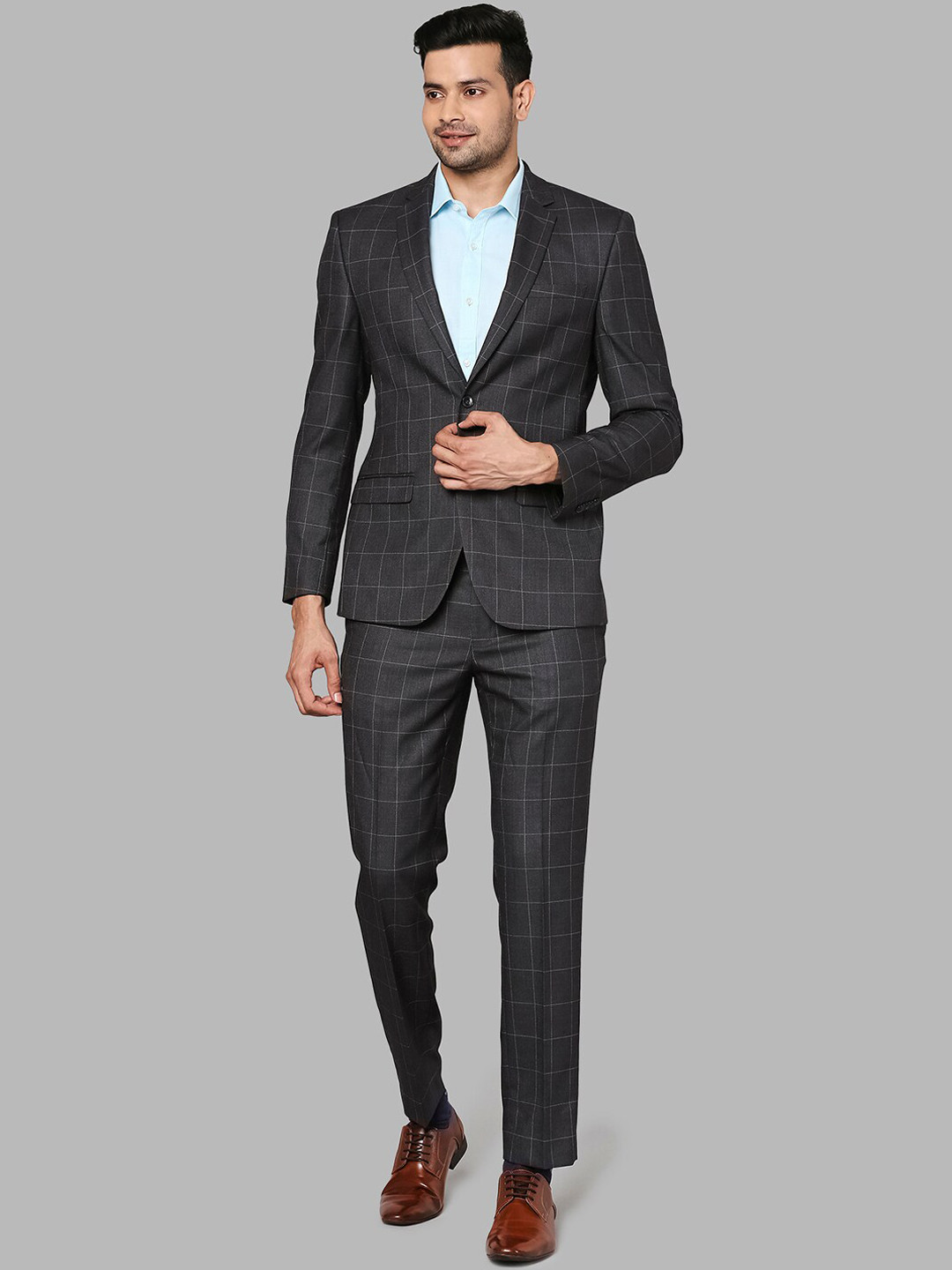 

Park Avenue Men Grey Self-Design Slim-Fit Suits