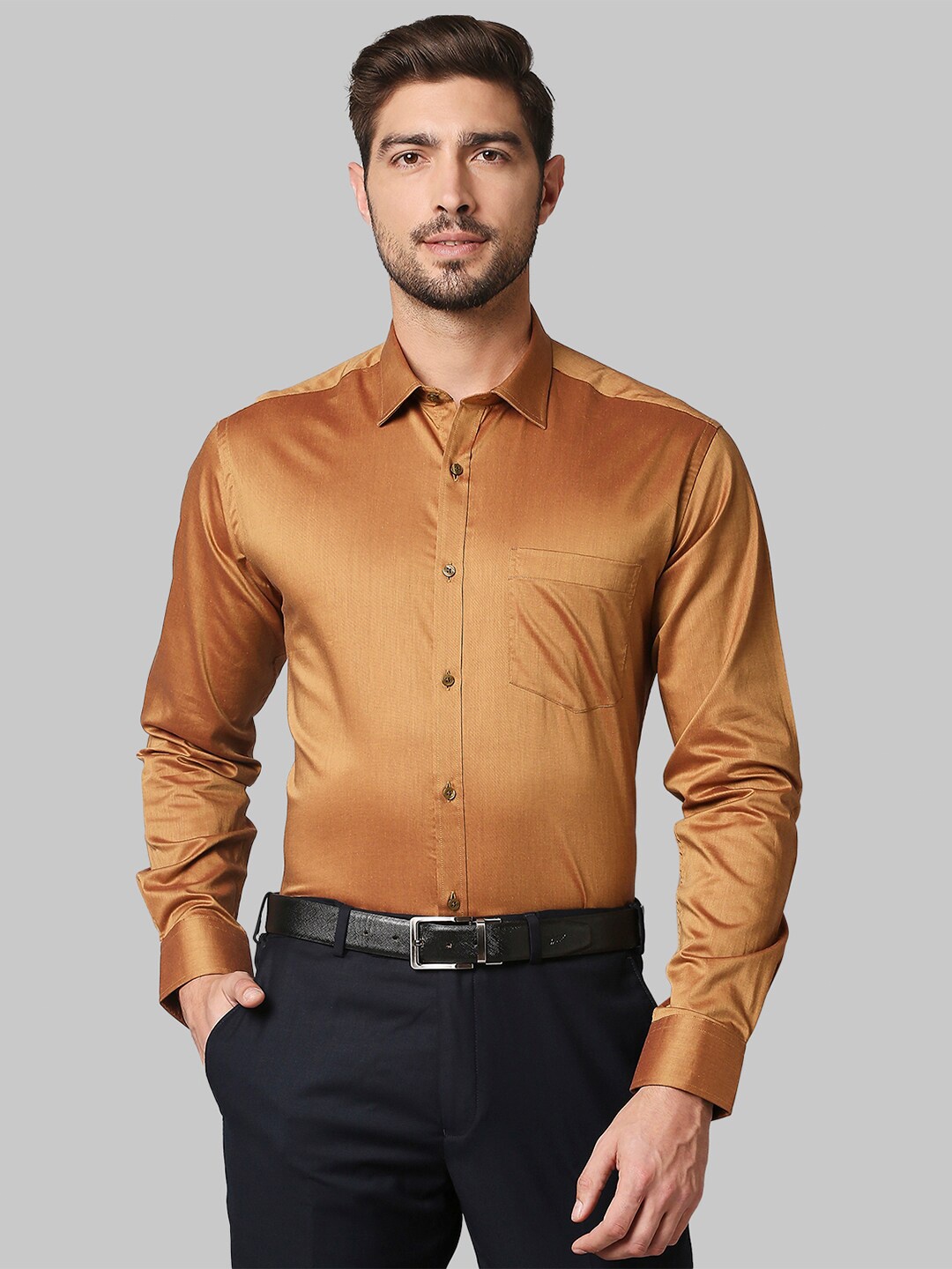 

Park Avenue Men Mustard Slim Fit Casual Shirt