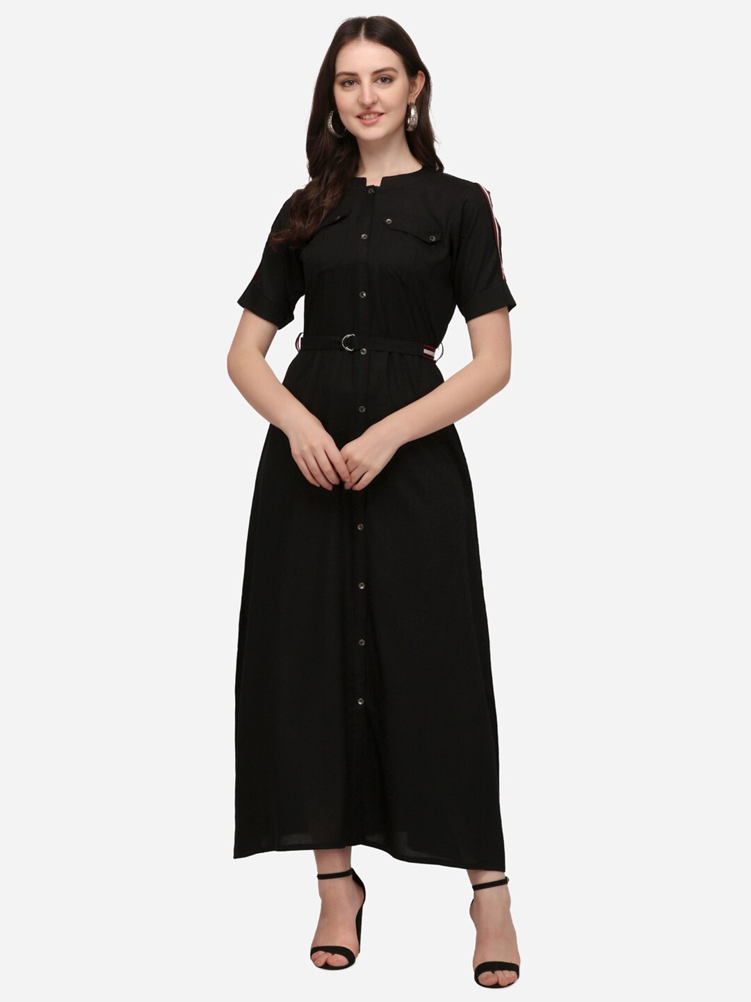 

Berrylicious Black Solid Maxi Dress