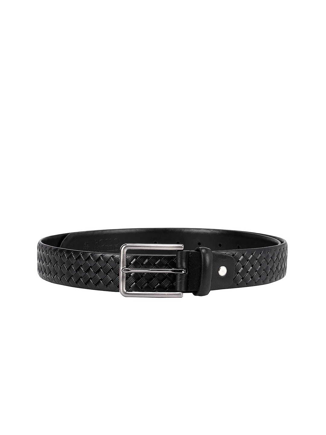 

ROSSO BRUNELLO Men Black Textured Leather Belt