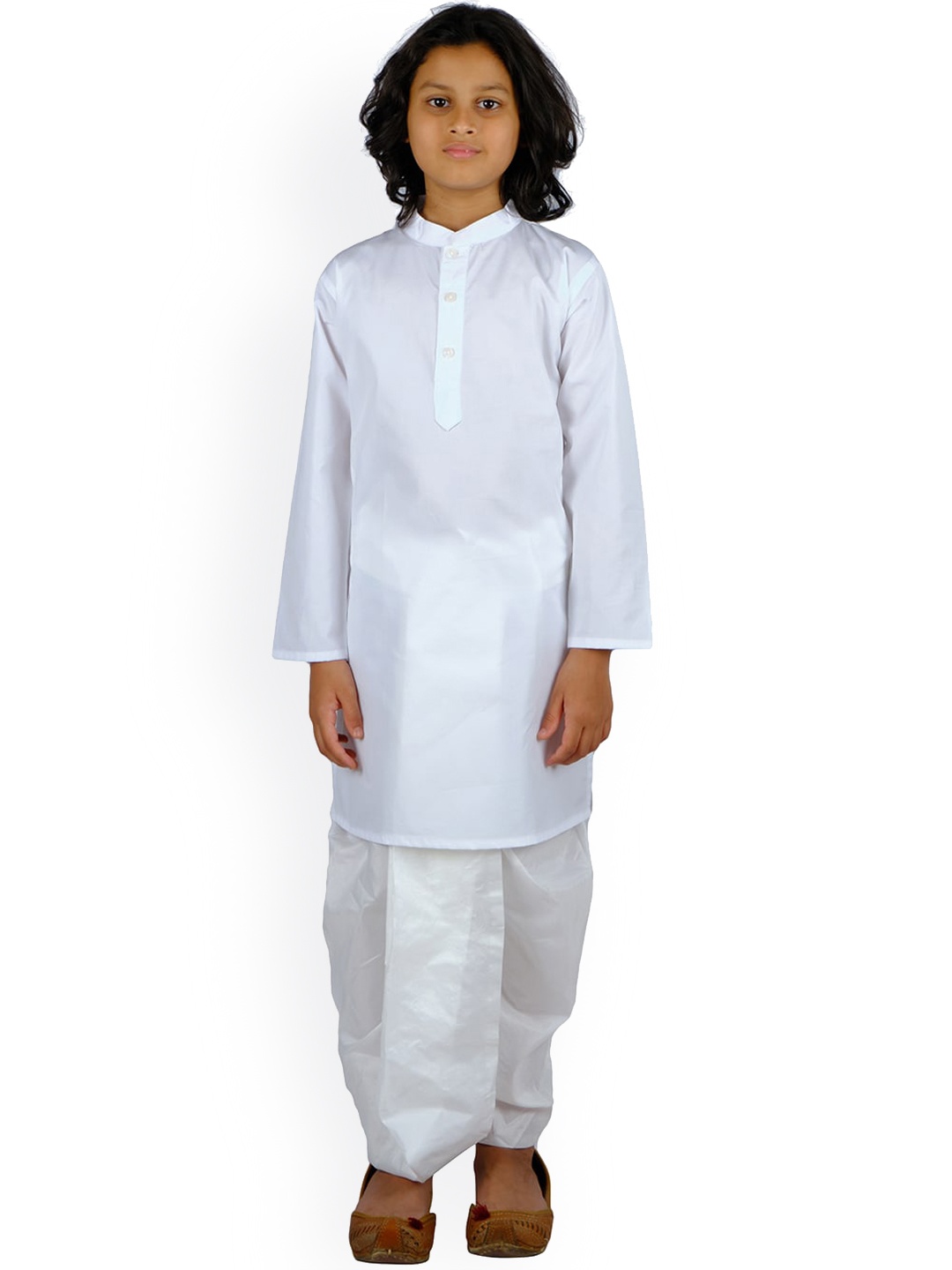 

Sethukrishna Boys White Pure Cotton Kurta with Dhoti Pants