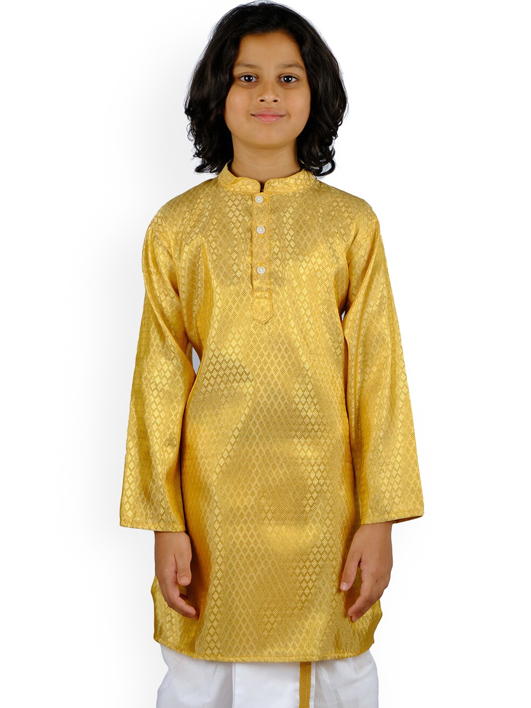 

Sethukrishna Boys Gold-Toned Woven Design Polyester Kurta