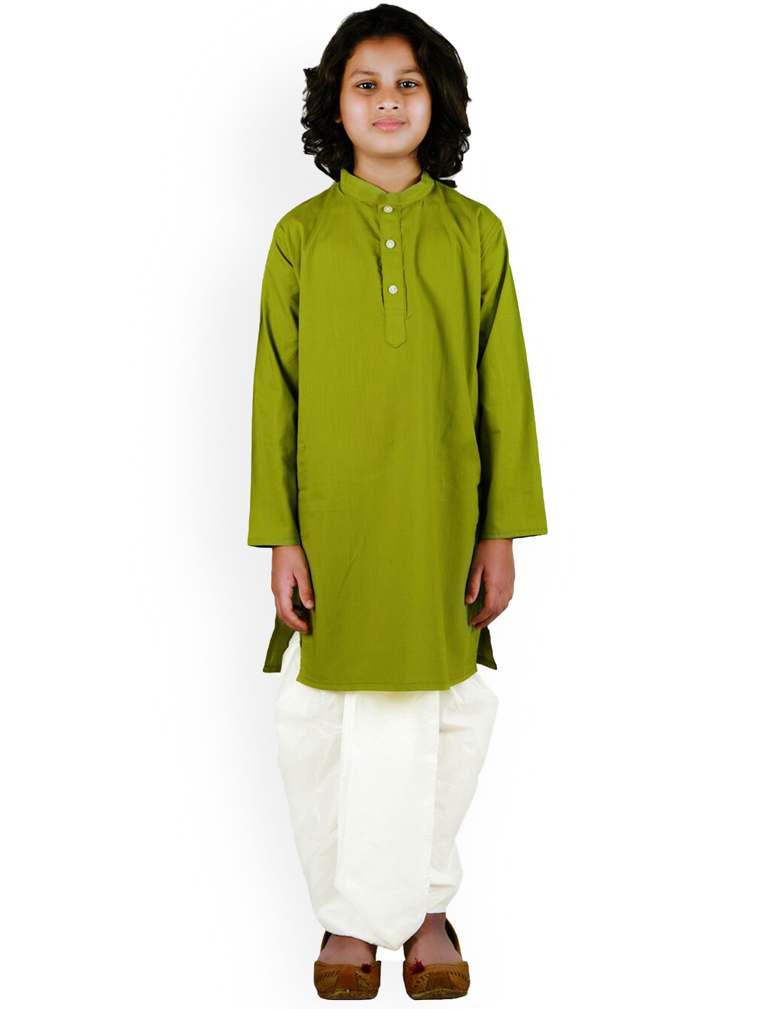 

Sethukrishna Boys Green Pure Cotton Kurta with Dhoti Pant Set