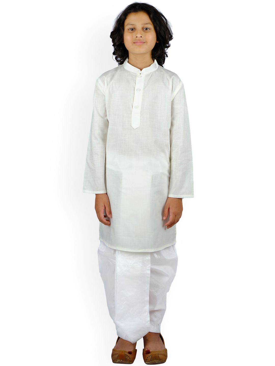 

Sethukrishna Boys Cream-Coloured Pure Cotton Kurta with Dhoti Pants