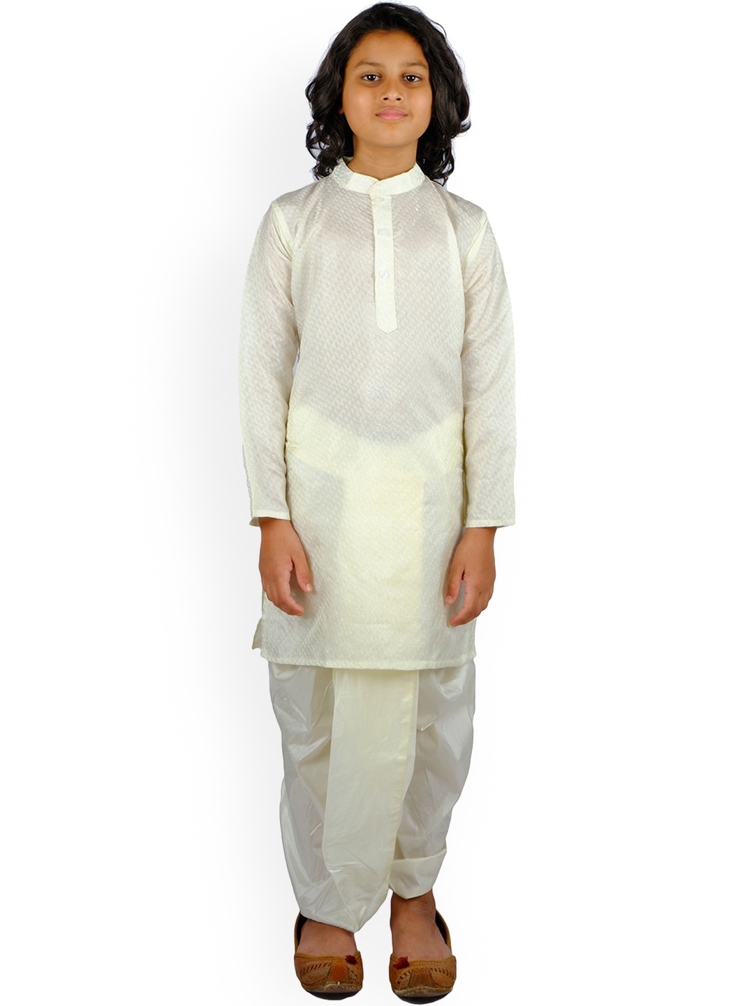 

Sethukrishna Boys Cream-Coloured Kurta with Dhoti Pants