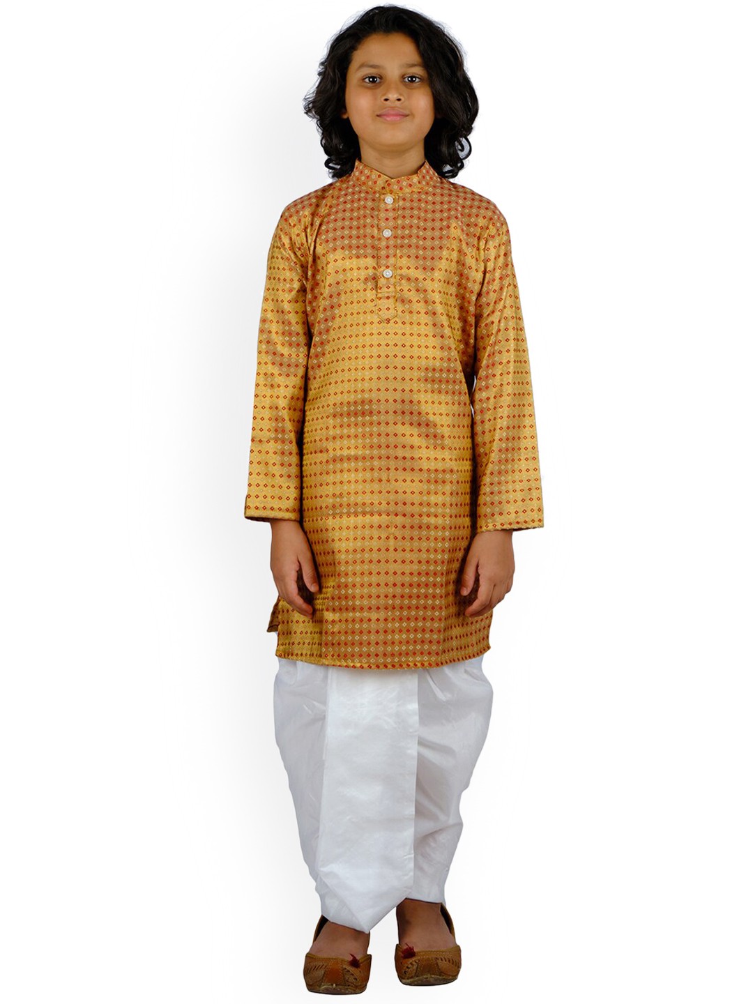 

Sethukrishna Boys Red Printed Kurta with Dhoti Pants